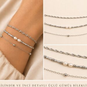 Üçlü Gümüş Bileklik 010