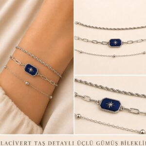 Üçlü Gümüş Bileklik 013