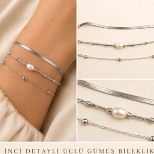 Üçlü Gümüş Bileklik 015