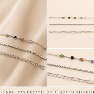 Üçlü Gümüş Bileklik 016