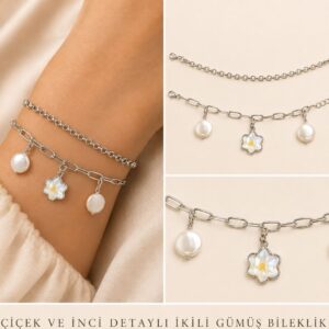 İkili Gümüş Bileklik 010